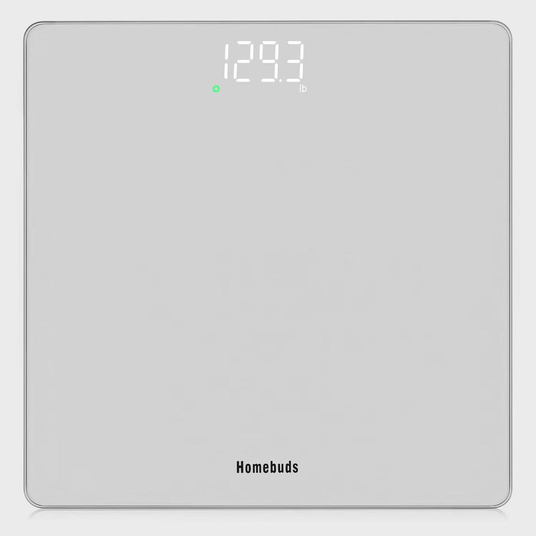 Homebuds Bathroom Scale for Body Weight, Precision 0.1lb by Our Professional Factory Since 2001, Weight Scale LED Display and Step-On, 3*AAA Batteries Included, 400lb/182kg, Silver