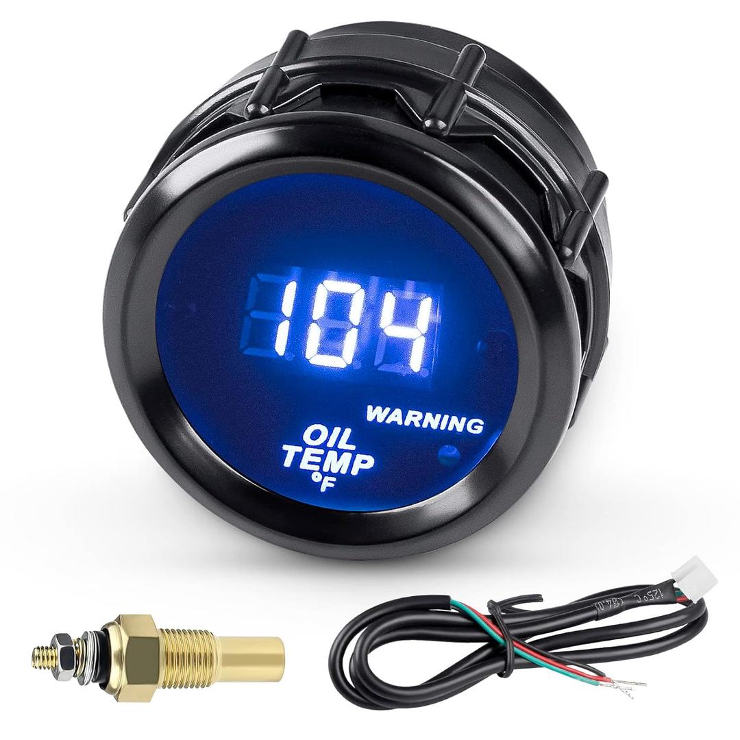 WATERWICH Oil Temp Temperature Gauge Meter Kit 104302℉ DC12V 2inch 52mm with Sensor for Marine Car Truck Vehicle Automotive