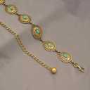 Liutufy Women's Turquoise Concho Chain Belt Western Cowgirl Metal Waist Chain Belt for Dress (B Gold-M)