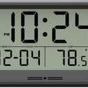 Digital Wall Clock Battery Operated, 8 Inch Small Wall Clock with Large Display, Temperature and Date | Simple Desk Clock | Silent Wall Mount Digital Clock for Bedroom, Kitchen, Living Room, Office