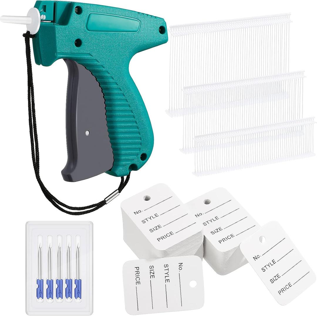 Honoson 2006 Pcs Clothing Price Tags with Gun Set, Including 1 Garment Price Tag Attacher with 5 Steel Needles 500 Clothing Label and 1500 Plastic Fasteners Barbs(Ordinary Style)