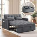 Convertible Sofa Bed, 3 in 1 Sleeper Futon Couches for Small Space with Adjustable Backrest and Side Pocket, Chaise Lounge, Pull Out Couch, Loveseat for Living Room, Velvet, Dark Gray