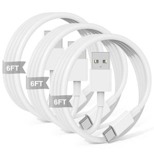 3-Pack 6FT Car Carplay Cable USB A to USB C Cable for iPhone 16 15 Pro Plus Pro Maxfor iPad Pro/Air/Minifor Samsung Galaxy S25/S24/S23for MacBook Pro/Air and More (White)