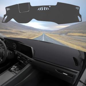 Rifoda Dash Cover Mat Fit for Hyundai Sonata 2020 2021 2022 2023 Leather Material Anti-Skid Center Console Dashboard UV Rays Protector No Glare Sunshade Cover pad Black Stitching