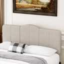 King Size Headboard California King Panels Backboard, Upholstered Foldable Linen Headboard Adjustable Height from 42" to 56"-Light Grey