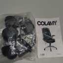 COLAMY Leather Executive Office Chair - High Back Home Computer Desk Chair with Padded Flip-up Arms, Adjustable Tilt Lock, Swivel Rolling Ergonomic Chair for Adult Working Study, Black