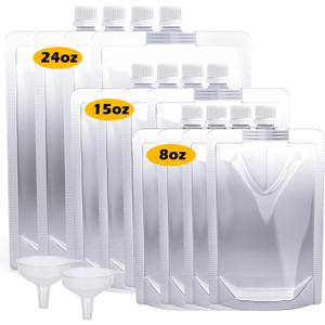 Keon Plastic Flasks - Rum Runners for Cruise,Concealable and Reusable Drink Bags, Leak-Proof, BPA-Free, Cruise Flask Kit for Travel, Outdoor Sports, Concerts, Events (12 Pcs,24oz x4,15oz x4,8oz x4,2Funnels)