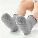 Henland-Jump 6 Pairs Toddler Ruffle Socks for Girls - Baby Grip Socks with Non-Slip, Cute Grippy Frilly Design (3-5T, Multicolor)