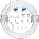 NSF 1/4" inch Water Line Tubing and Push to Connect Fittings for Reverse Osmosis Water Filter RO fittings,14 pcs connetors+30 feet 1/4" O.D. (6.4mm) water tubing.