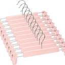 10 Pack Skirt Hangers, PantsHangers with Clips360 Swivel Hooks Space Saving Hangers for Pants, Skirts, Clothes, JeansPink