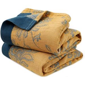 LUTBM Boho Throw Blanket for Bed 100% Cotton Ultra Soft Rustic Quilt Summer Blanket Floral Printed Farmhouse Decor Bed Blankets,60"x80" All Season Rustic Throw for Sofa Couch Chair