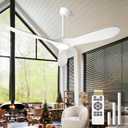 72 Inch Ceiling Fans with Lights and Remote, Wood Outdoor Ceiling Fan with 6 Speed Noiseless DC Motor, Indoor Modern 3 Blade Propeller Ceiling Fan for Bedroom Living Room Gazebo Patio (White)