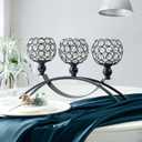 3 Arms Crystal Candelabra Centerpieces Gold Candle Holder Stand for Wedding Home Decor,Candle Holder for Table Centerpiece Party Decoration (Black)
