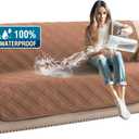H.VERSAILTEX 100% Waterproof Couch Covers for Dogs Modern Sofa Slipcovers with Elastic Straps Thick Soft Couch Protector from Cat Claws(Sofa, Terracotta/Beige)