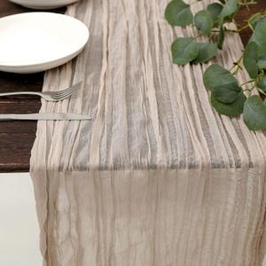 DOLOPL Rosy Brown Cheesecloth Table Runner 13.3ft Boho Gauze Cheese Cloth Table Runner Rustic Sheer Runner 160inch Long for Wedding Bridal Baby Shower Birthday Party Cake Table Decorations