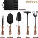 ROYTOA Garden Tool Set, 5PCS Gardening Tools, Stainless Steel Heavy Duty Hand Cultivator, Hoes, Shovel, Trowel and Weeder with Ergonomic Walnut Handle, Gardening Gifts for Women