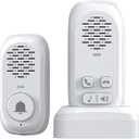 Wireless Intercom Doorbell, 2 Way Communication Doorbell 984ft Long Range, 4 Volume Levels, Battery Operated Doorbell with Speaker for Home Office Classroom (White)