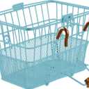 Retrospec Apollo Detachable Front Bike Basket Steel Half-Mesh with Integrated Detachable Hooks and Built-In Handle, Easy Assembly and Portability for Bicycles, One Size