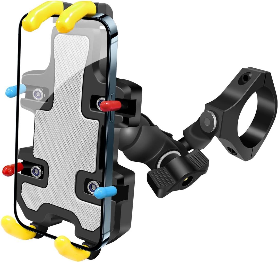 UTV Phone Mount - 360 Adjustable Heavy Duty Phone Holder 8 Claws Fits 1.75 to 2 Inch Round Tube Fits RZR Maverick X3 Ranger Pioneer Talon Teryx Mule for 4.0" to 7.2" Cell Phone (Colorful)