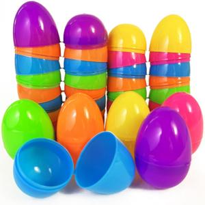 UOUYOO Empty Easter Eggs 2.3" Colorful Bright Plastic Easter Eggs for Easter Egg Hunt, Suprise Egg, Easter Hunt 24Pcs