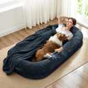 ChiXnuggle Orthopedic Human Dog Bed,with Faux Fur Washable Cover,Blanket