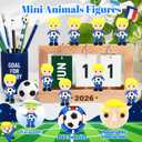 60 Pcs Mini Figures Holding Soccer Ball | 1.37 Inch Fun Cartoon Collectible Little People Figures,Novelty Gifts for Kids,Soccer Lovers,Party Decor
