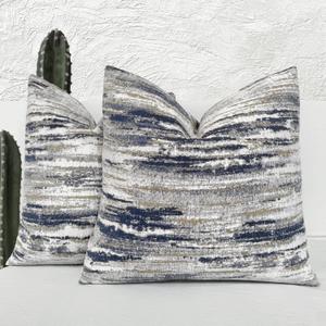 Decorative Throw Pillow Covers 18x18 Inch Set of 2, Navy Blue - Chenille for Couch and Living Room