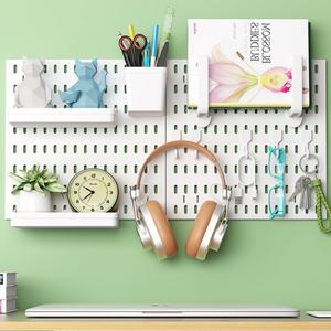 Pegboard Wall Organizer, Wall Mounted Storage Set with 2 Pegboards & 13 Accessories, 23.6" x 11.81" White Peg Board Organizer