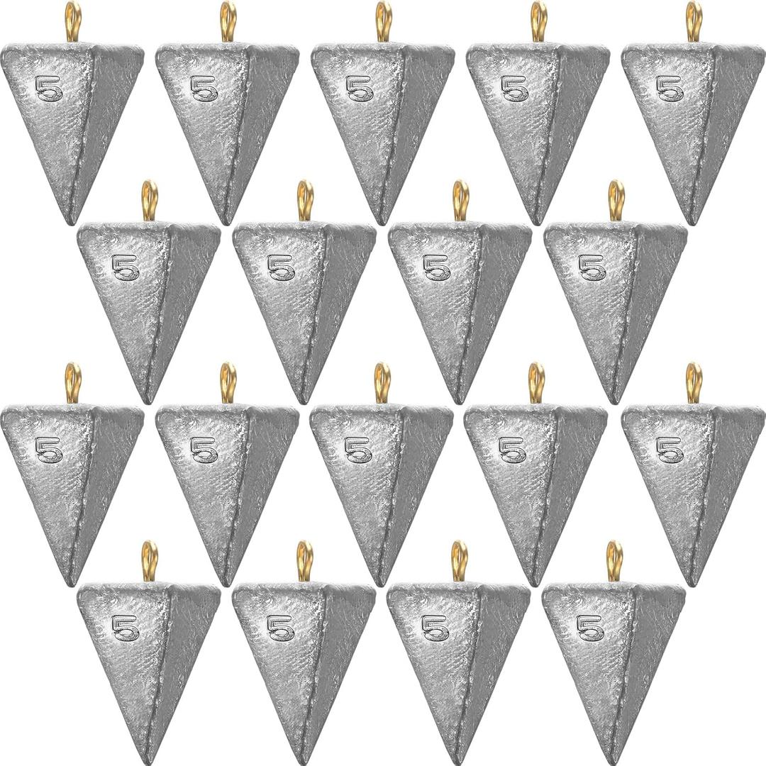 Shimeyao 18 Pieces Pyramid Sinkers Fishing Weights Triangle Fishing Sinkers Rig Pyramid Sinker for Ocean Saltwater Surf Bass Casting Gear Tackle (5 oz)