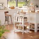 HITNET White Bar Cart, Home Bar Serving Cart, Kitchen Trolley on Wheels with Storage, 3 Tier Rolling Beverage Cart for Living Room Kitchen Home Office, 25.2"W x 15.75"D x 33.46"H