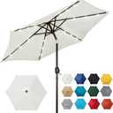 Blissun 7.5 ft Solar Umbrella, 18 LED Lighted Patio Umbrella, Table Market Umbrella (Creamy White)