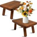 2 Pack 6.3'' Tall Wooden Step Stools, Hold Up to 400 LBS | Wooden Bed Step Ladder with 4 Non-Slip Stepping Feet, Solid One Stepping Stools for Living Room, Kitchen and Bedroom, Brown
