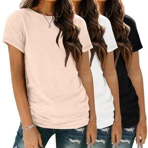 Womens 3 Pack T Shirts Basic Short Sleeve Tees Crewneck Fashion Tops Loose L