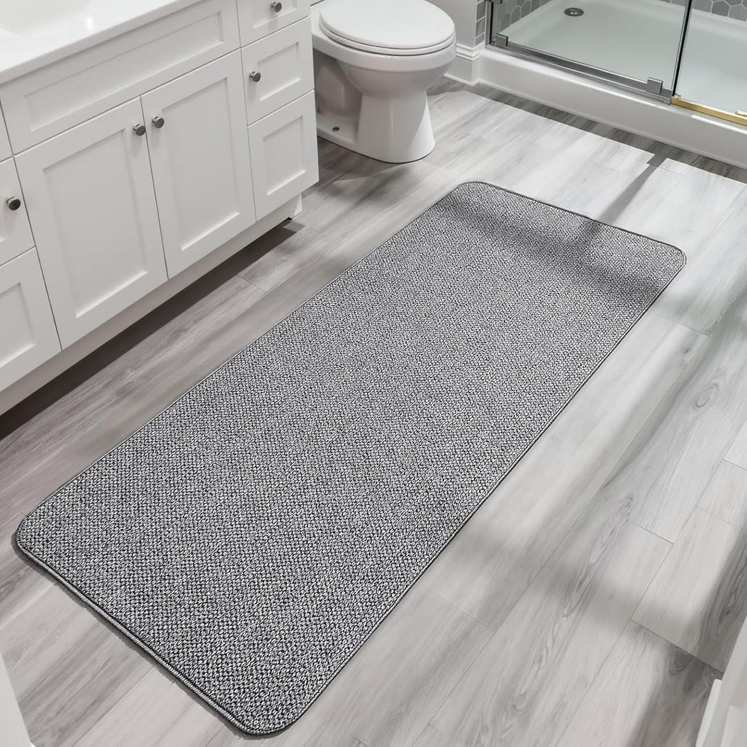 Bosap Bath Mat,Ultra Thin Bathroom Runner Rugs,Large Bath Mats for Bathroom,Quick Dry,Non-Slip,Machine Washable,Low Pile,Bath Rug,Shower Outside,Sink,Home Decor Accessories.Grey,3'x6'(36x72inch)