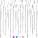 36 pcs, 4 & 6, Glass Icicle Ornaments for Christmas Tree Decor, Premium Twisted Hanging Icicles, Winter Wedding & Holiday Party Decorations (Clear)