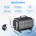 254GPH Aquarium Air Pump, Adjustable Quiet Fish Tank Bubbler, Commercial Air Pump with Completely Accessories, Oxygen Aerator Pump for Aquariums, Ponds, Hydroponics