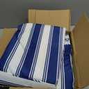 14Pcs Outdoor Cushion Covers Replacement Washable Waterproof UV w/Zipper for 6-Seaters Sofa Patio Slipcovers Set Seat and Back Covers Only (Deepblue Stripe, 25.6x25.6inch)