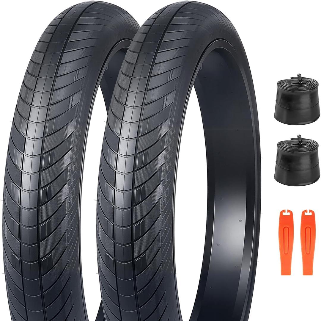 1/2 Pack 20/24/26x3.0 Fat Bike Tires ebike Tires with Tubes MTB Heavy Duty Wear-Resistant E-Bike Mountain Snow Bike Tire 20/24/26 x 3 Fat tireBlack