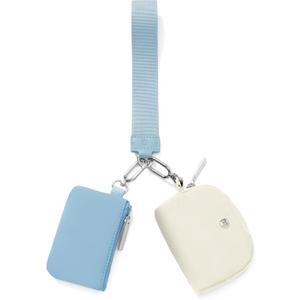 Mum's memory Mini Zip Around Wristlet Wallet for Women Dual Pouch Wristlet Portable keychain wallet Coin Purse Mini Women Coin Pocket (Light blue+White)