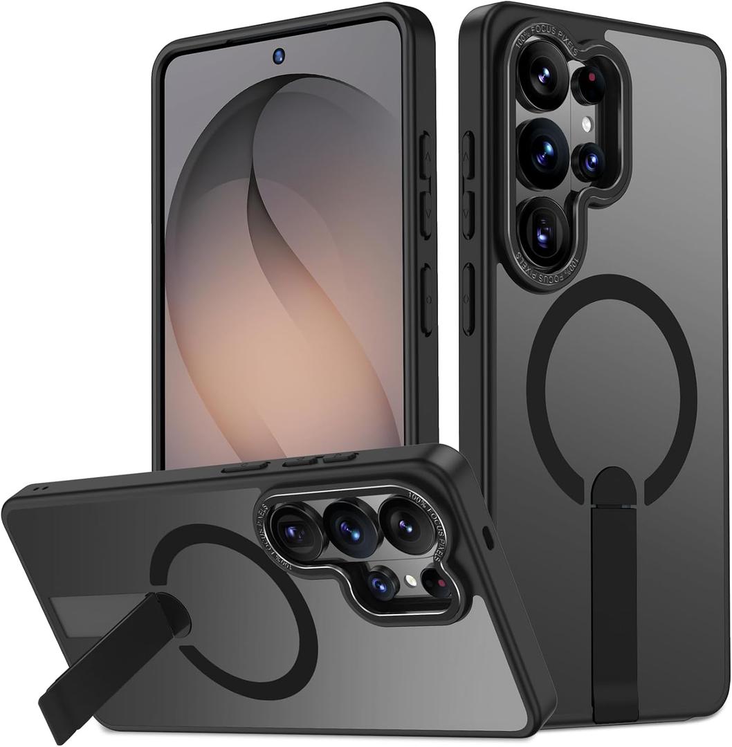 for Samsung Galaxy S26 Ultra Case, S26 Ultra Phone Case Built-in Invisible Stand [Compatible with MagSafe] [Military-Grade Protection] Magnetic Shockproof Cover for Galaxy S26ultra (Black)