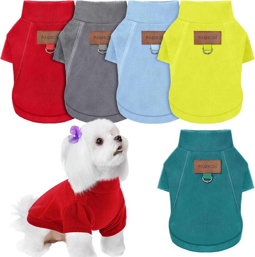 5 Pcs Fleece Dogs Sweaters for Small Medium Large Puppy Cat Pet Winter Soft Warm Pullover Jumper Turtleneck Sweatshirt Clothes Apparel Outfit (XS)