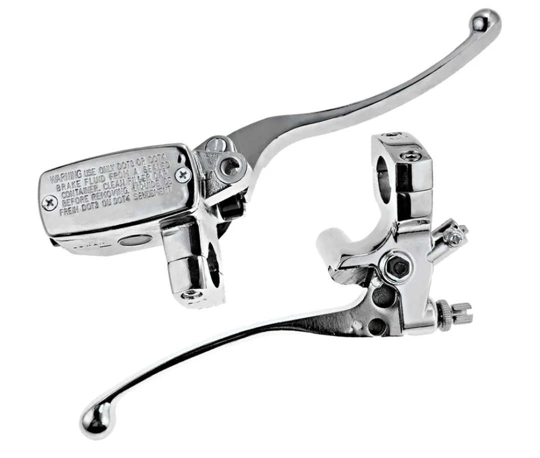 Chrome Head Turn Signal Light Horn Switch + Harness Compatible with 1996-2012 Harley Dyna Softail Sportster V-Rod 1" Handlebar /1" Brake Master Cylinder & Clutch Set Chrome for Honda Shadow VTX1800 Kawasaki Vulcan Yamaha Road Star Suzuki (1 Pair, Left)