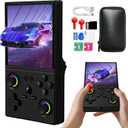 XF40V Retro Handheld Game Console, Retro Gaming Console 4.0'' IPS Screen Linux System Built-in 64G TF Card, Open Source Linux System, Preloaded 20000+ Classic Games, Portable Video Gaming (Black-64G)