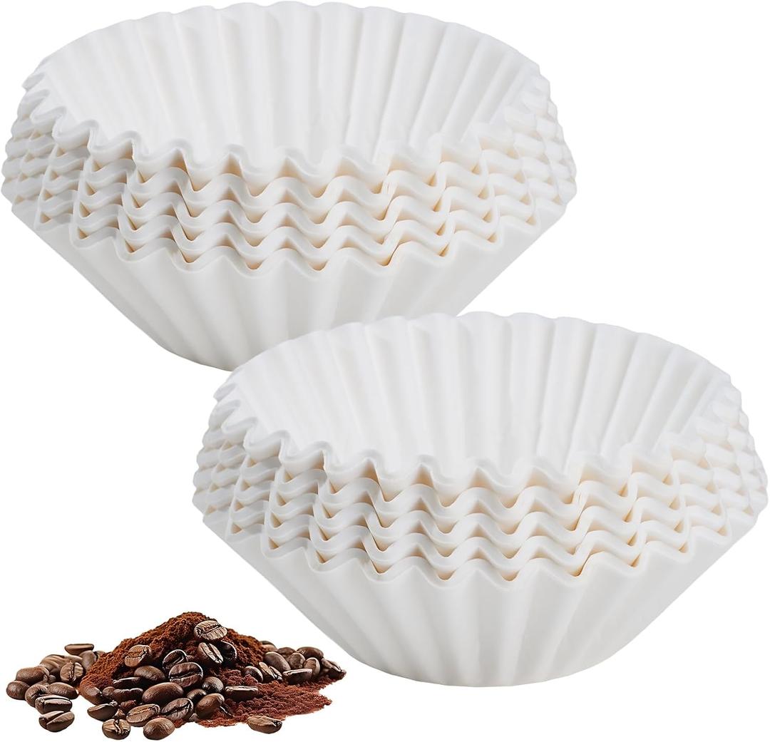 250 Count 8-12 Cup Basket Coffee Filters, Disposable Coffee Filters, Large Commercial Filters for Most Coffee Machines, Basket Style, White Paper, Chlorine Free