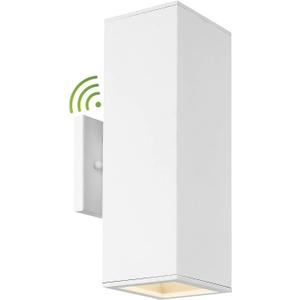 HUNEASON Outdoor Wall Lights, 1Pack Dusk to Dawn Outdoor Light Fixture, 13" Waterproof Modern Porch Light White, Large Up Down Exterior Lighting Fixture for Patio, Garage, Hallway, Doorway