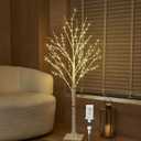 BAOLITVINE Birch Tree with Lights 4FT 200 Fairy Lights, Lighted Trees for Home Fireplace Room Party Thanksgiving Christmas Decoration Inside Outdoor
