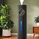 Humidifier Large Room Bedroom with Night Light, 2.1Gal(8L) Humidifiers for Home with Essential Oil Diffuser, Top Fill Whole House Cool Mist Humidifiers for Plants Baby Kids Adults(Black)