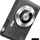 Digital Camera, Camera for Kids, UHD 4K 48MP Point and Shoot Digital Cameras with 64GB SD Card and 16X Digital Zoom Anti Shake, Compact Portable Small Gift for Boys Girls Students, Black