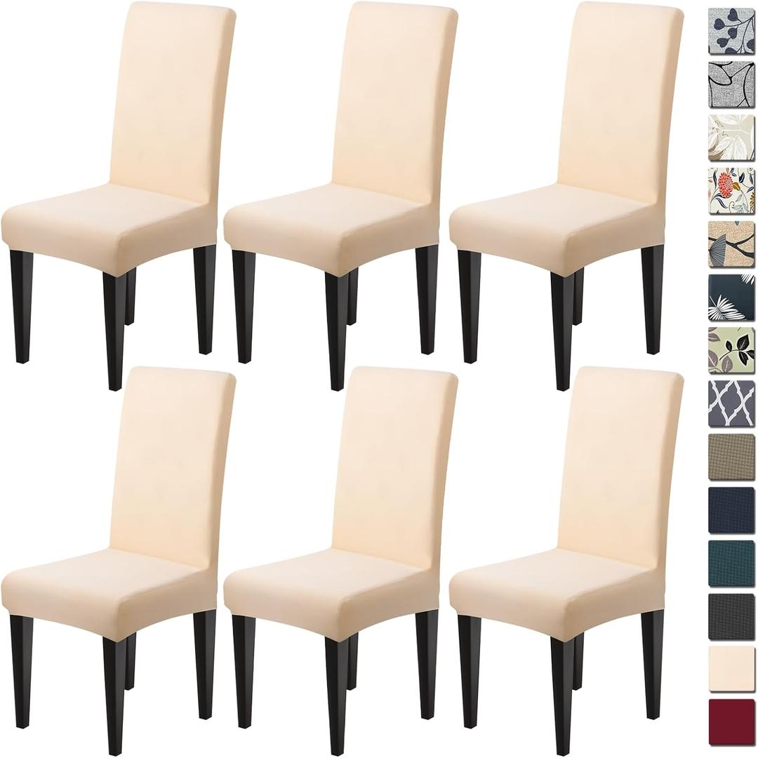 Dioxide High Stretch Chair Covers for Dining Chairs, Washable Dining Chair Covers Set of 6, Soft Dining Chairs Seat Covers, Parsons Chair Slipcover Protectors for Home Hotel Restaurant Banquet