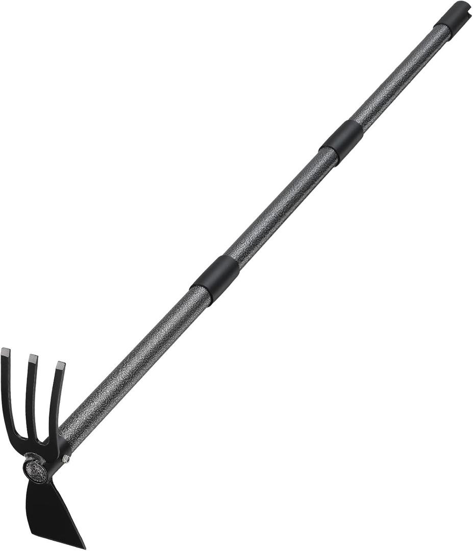 Hoe Garden Tool, 45 Inch Garden Hoe Long Handle for Weeding, Hoe Cultivator 2 in 1 Hand Garden Tools for Gardening Planting (Gray)